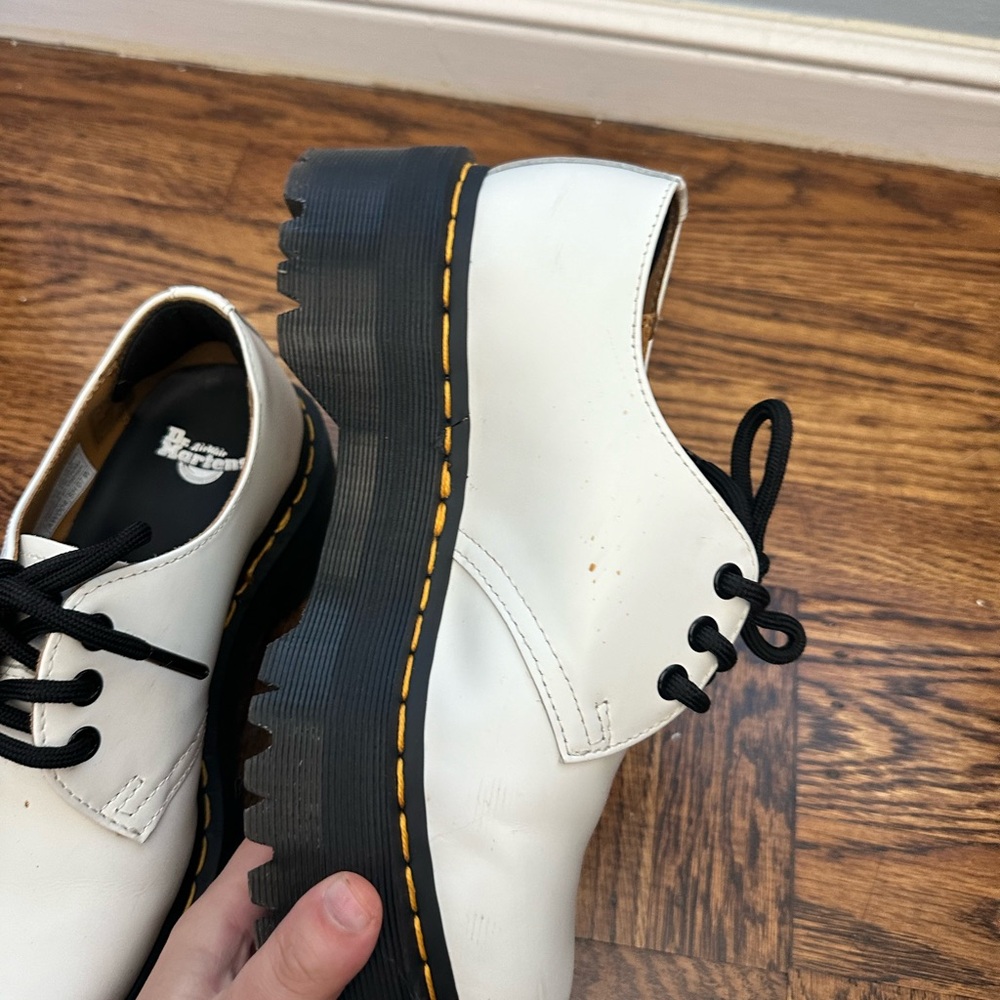 Doc Marten 1461 Quad White Smooth Leather Platform Shoes White Size 7 docs - Picture 8 of 12
